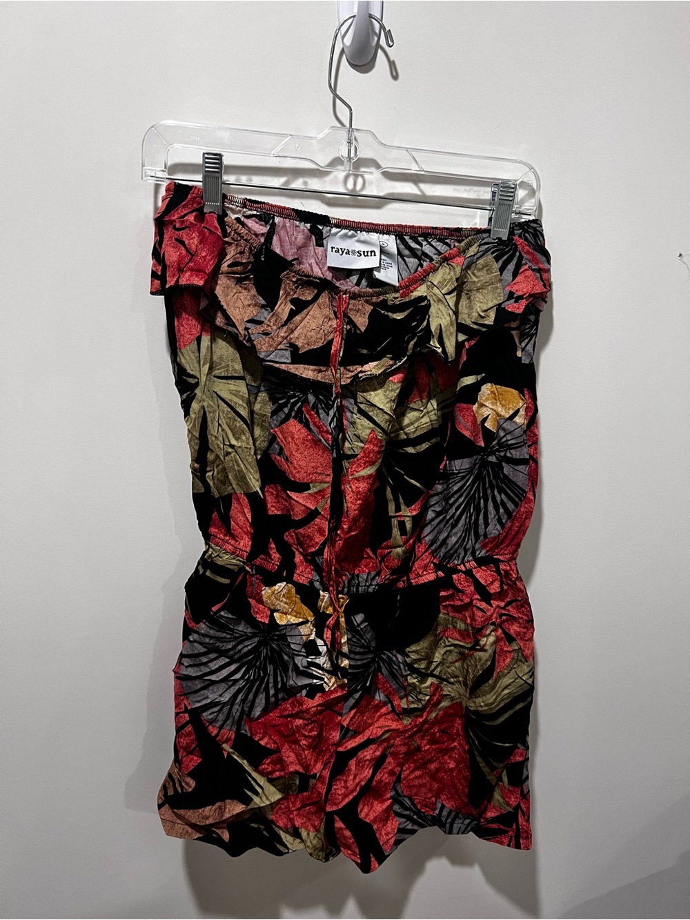raya sun Red, Green & Yellow Tropical Print Jumpsuit Romper